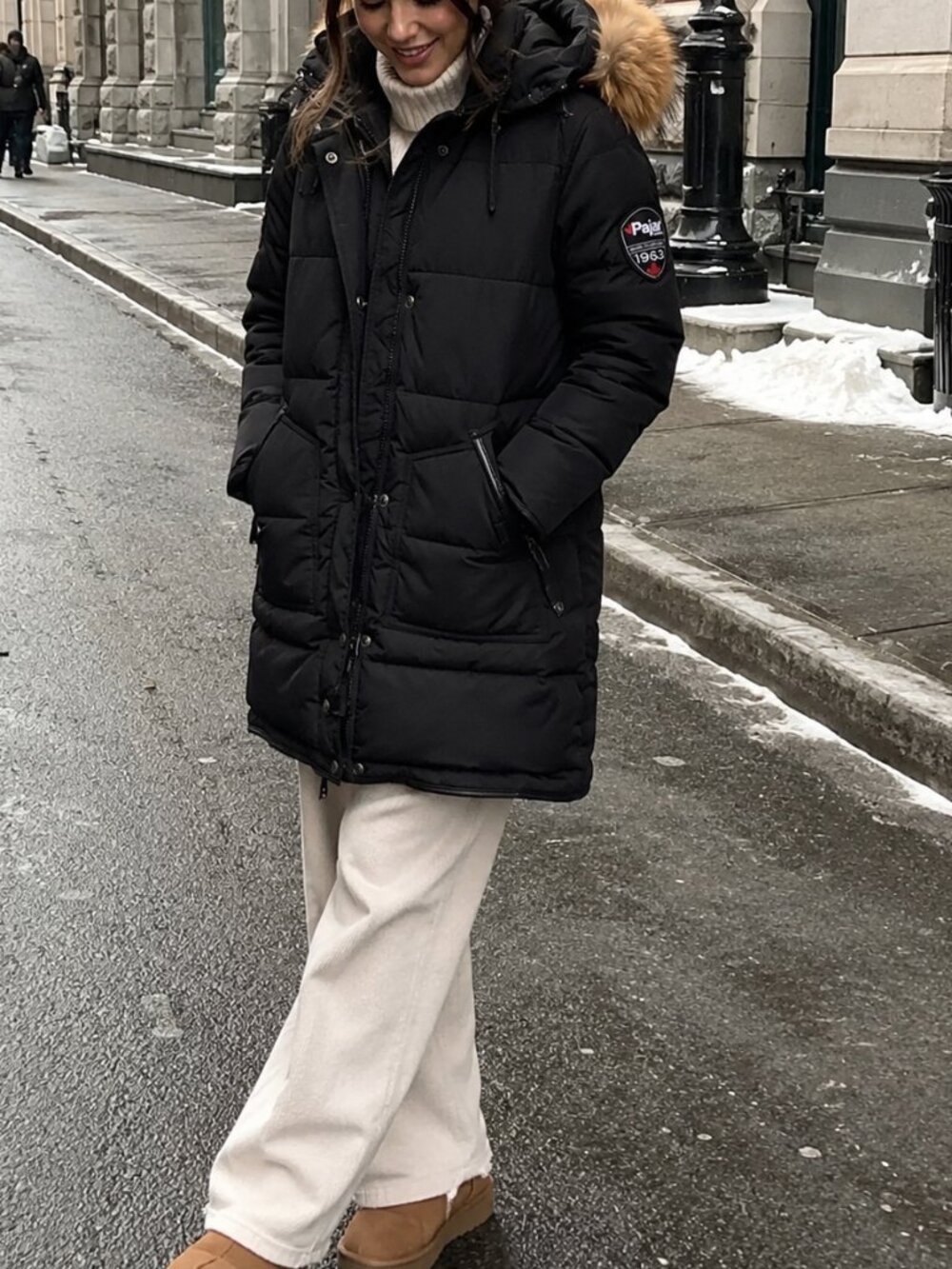 Pajar Black Jacket with Red Logo Accents